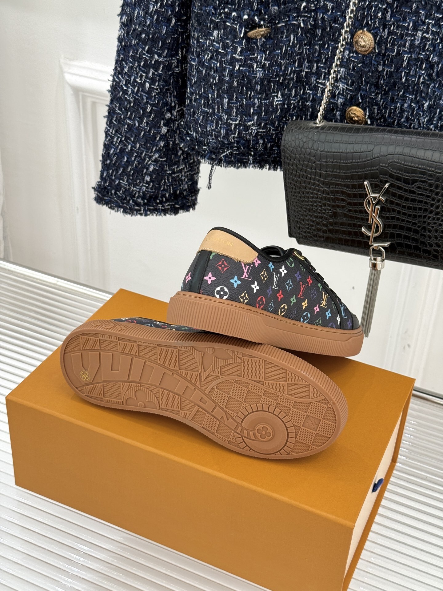 Louis Vuitton x Takashi Murakami Black Multicolor Monogram Low-Top Sneaker - Image 2