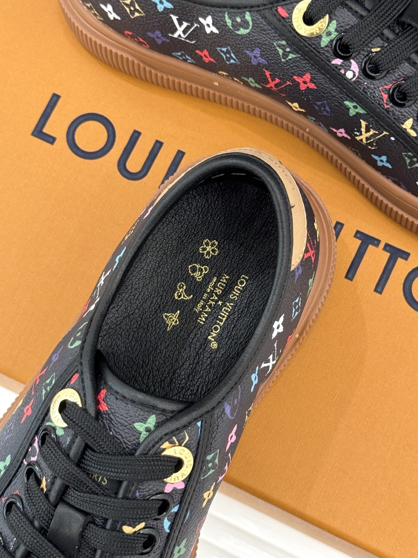 Louis Vuitton x Takashi Murakami Black Multicolor Monogram Low-Top Sneaker - Image 3