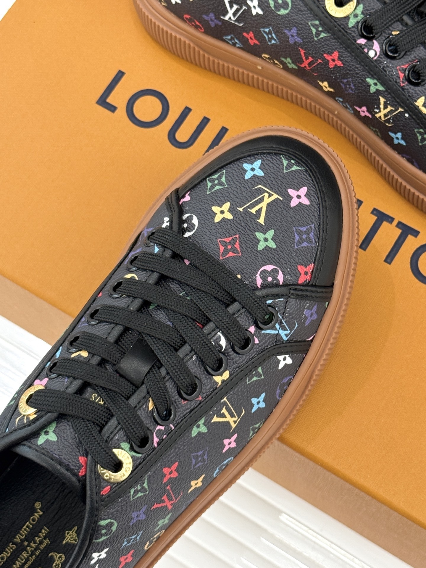 Louis Vuitton x Takashi Murakami Black Multicolor Monogram Low-Top Sneaker - Image 4
