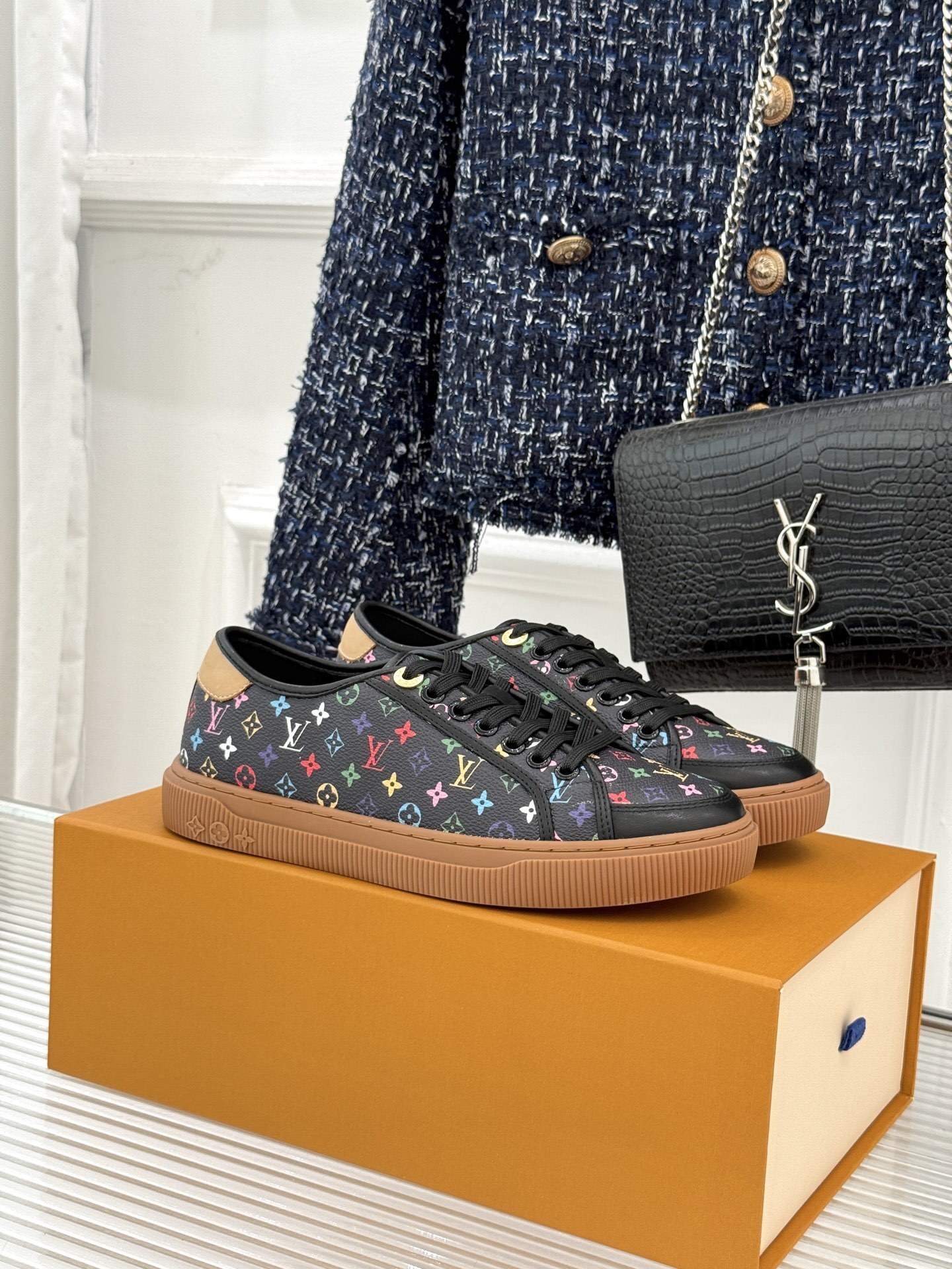 Louis Vuitton x Takashi Murakami Black Multicolor Monogram Low-Top Sneaker - Image 10