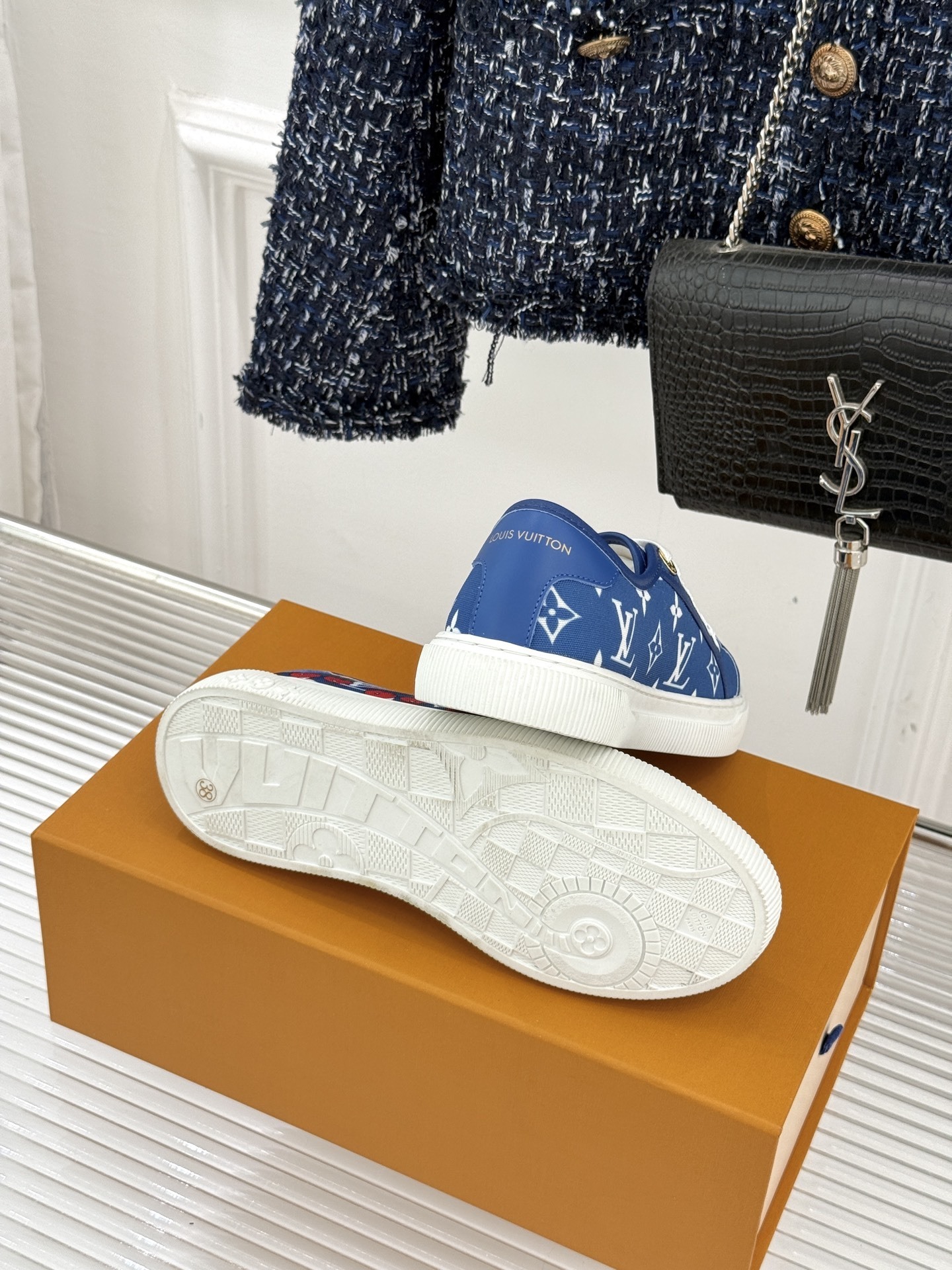 Louis Vuitton x Takashi Murakami Blue Monogram Cherry Lagoon Sneaker - Image 2