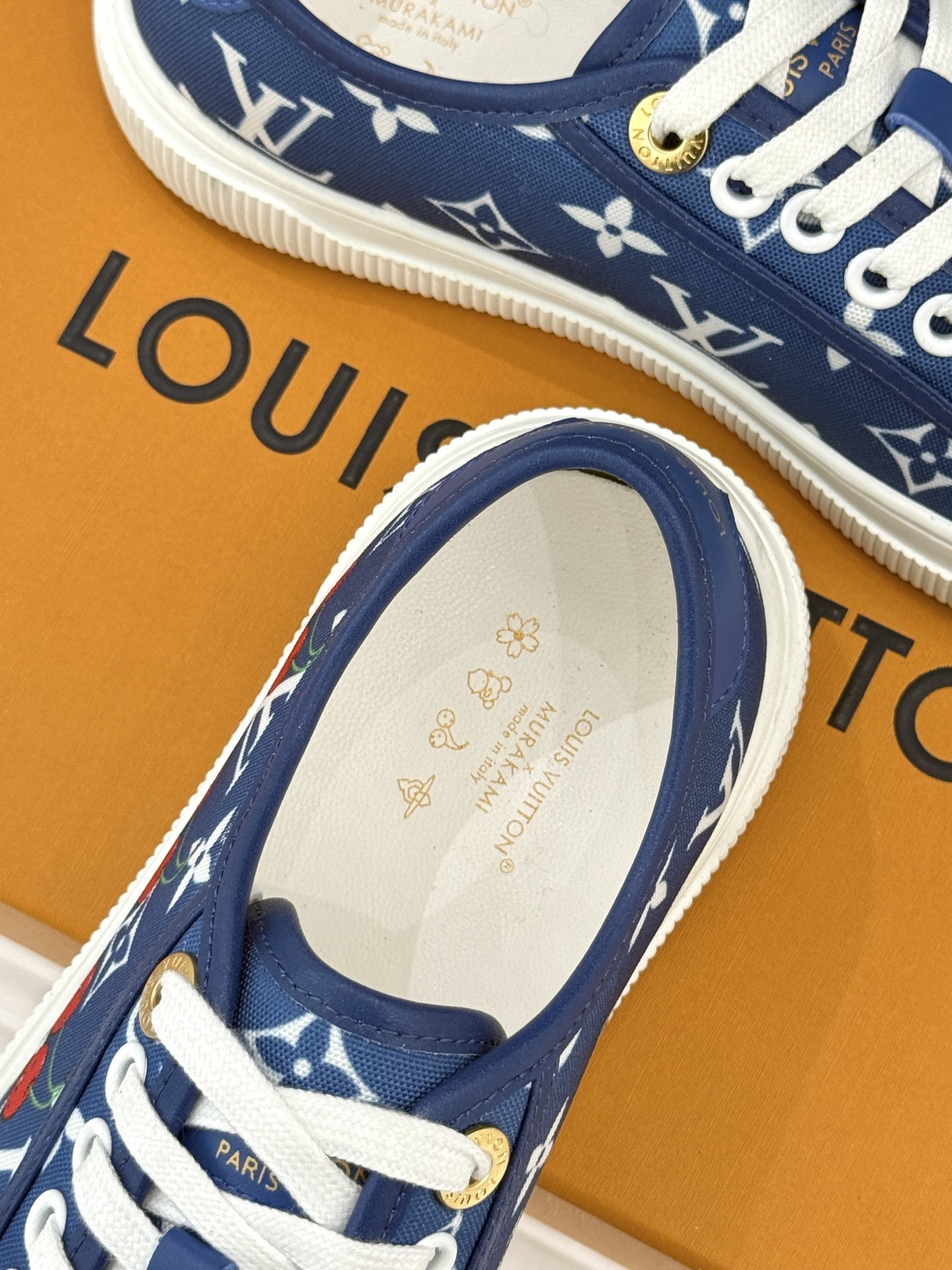 Louis Vuitton x Takashi Murakami Blue Monogram Cherry Lagoon Sneaker - Image 3