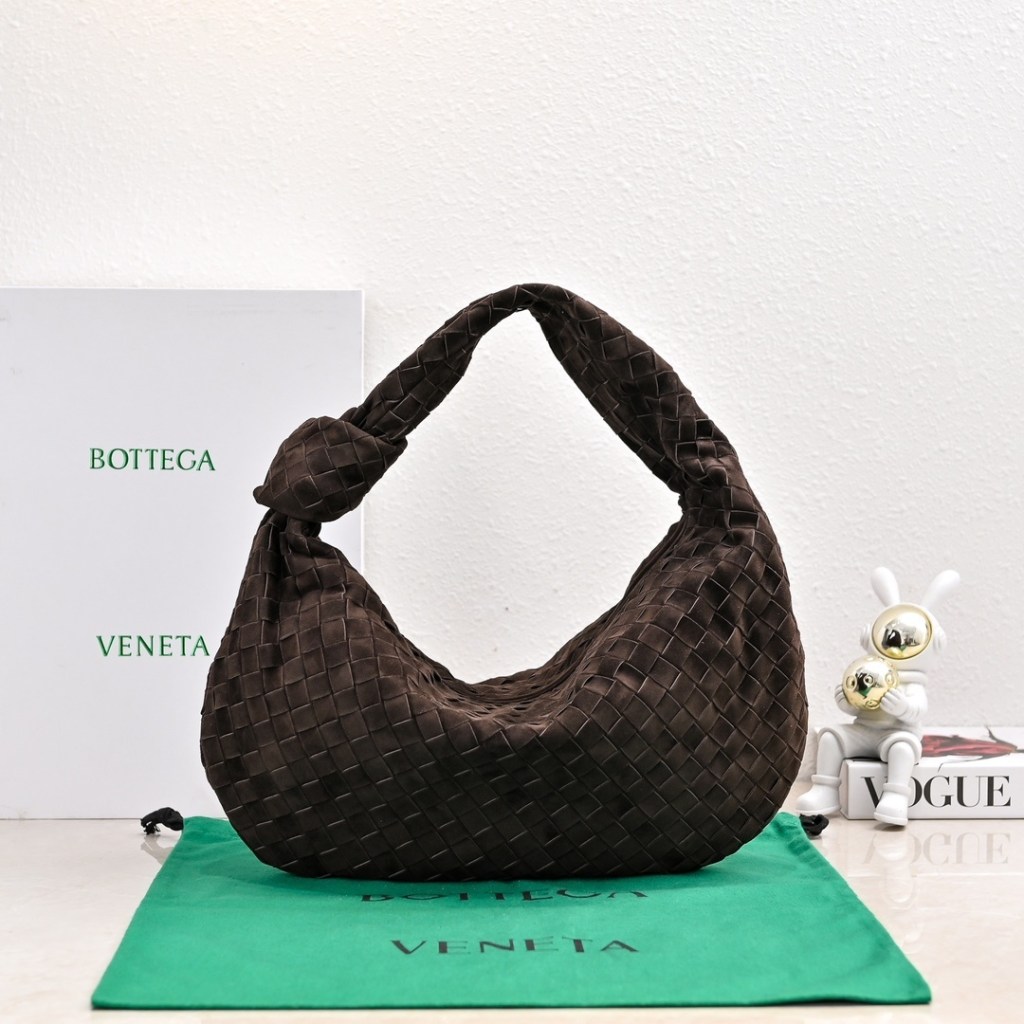 Bottega Veneta Mini Jodie Intrecciato Suede Hobo Bag - Fondant Brown.
