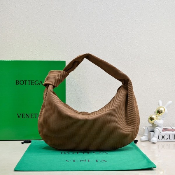 Bottega Veneta Small Jodie Bag in Brown Suede Corduroy with Knotted Handle