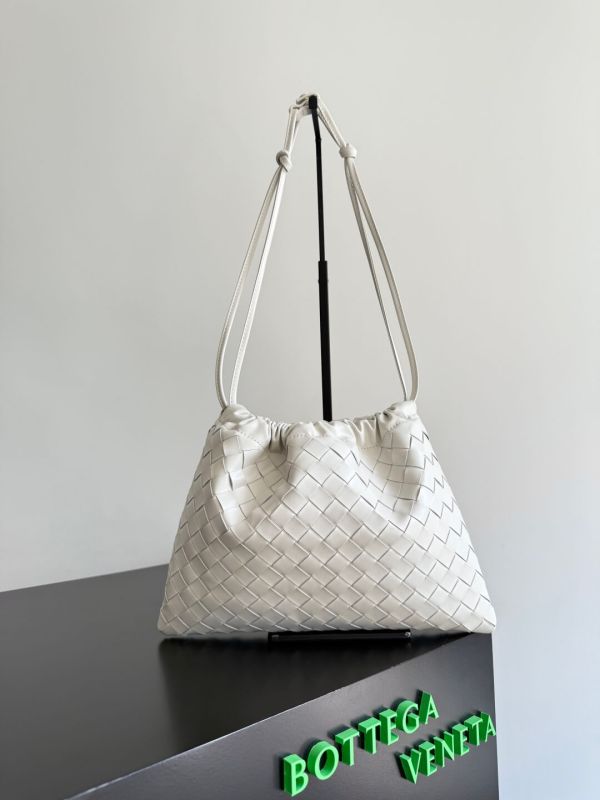 Bottega Veneta Intrecciato Leather Small Bulb Shoulder Bag in White - 2026 New BV Crossbody Bag