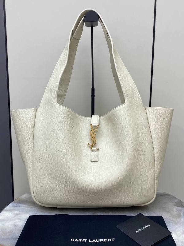 Saint Laurent LE 5 À 7 Large Soft Hobo Bag – Grained Leather in Ivory