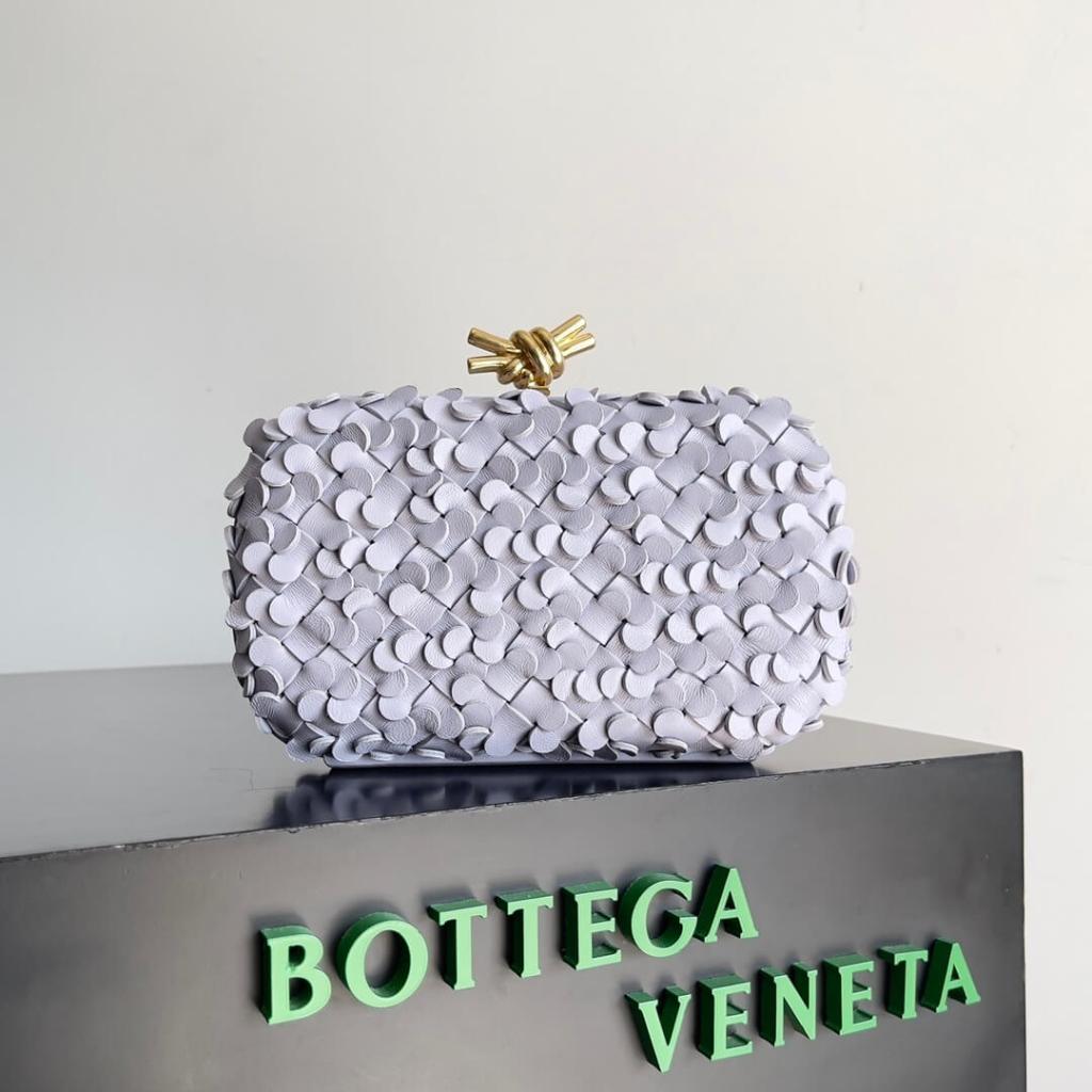 Bottega Veneta Knot Minaudière Clutch – Light Purple Intrecciato Sequin Lambskin