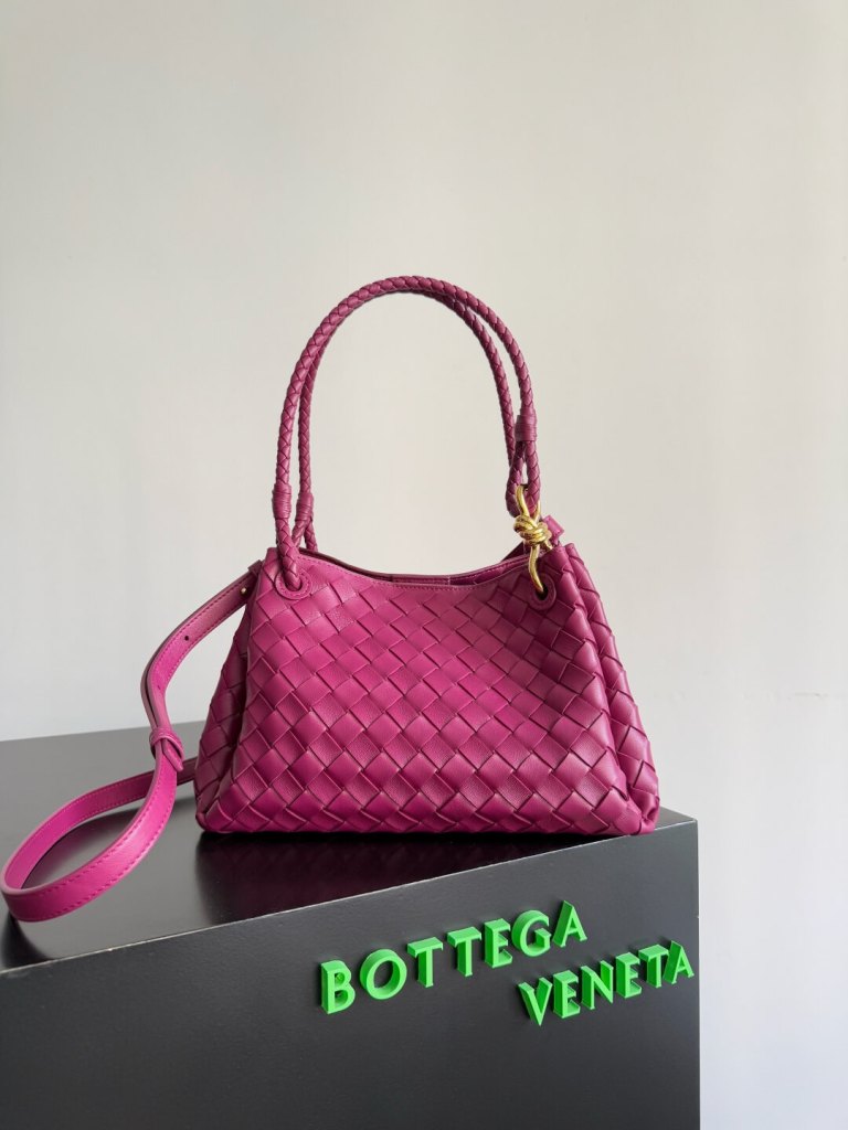 Bottega Veneta Intrecciato Small Wallace Shoulder Bag in Magenta