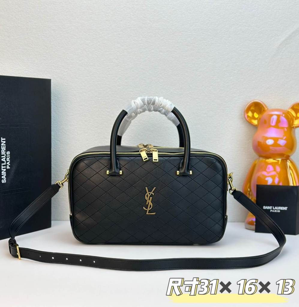 Saint Laurent YSL Sade Quilted Leather Mini Duffle Bag/black