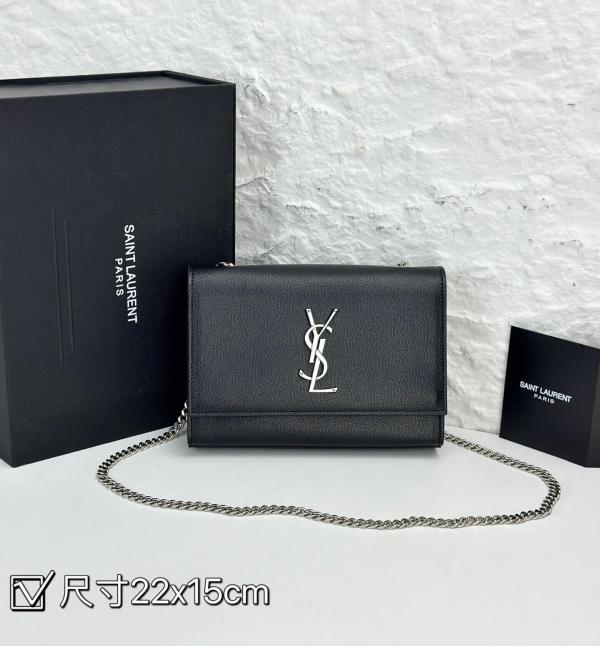 Saint Laurent YSL Kate Chain Wallet bag in Black Leather