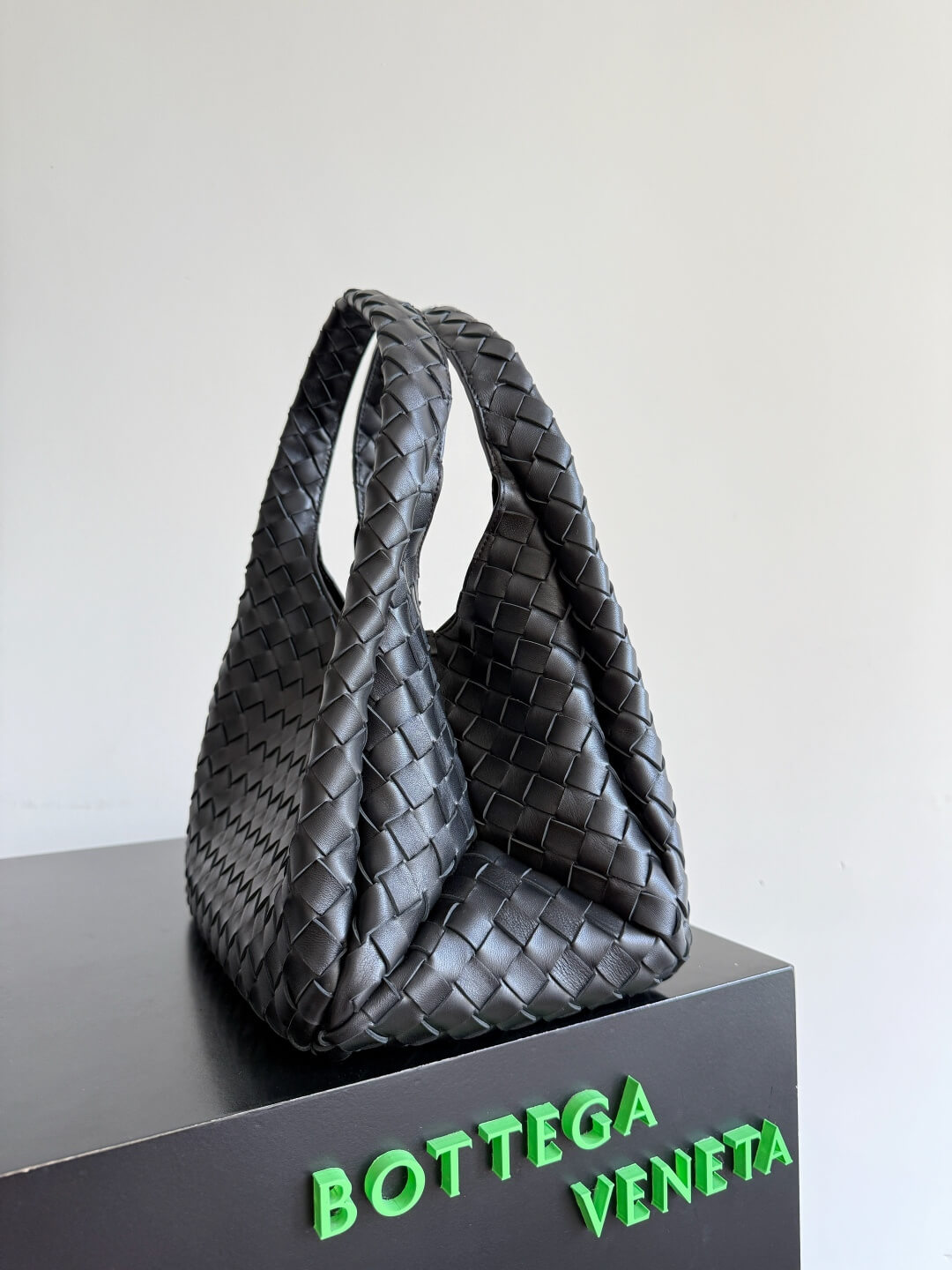 Bottega Veneta Campana Shoulder Bag in Black Intrecciato Woven Leather - Image 8