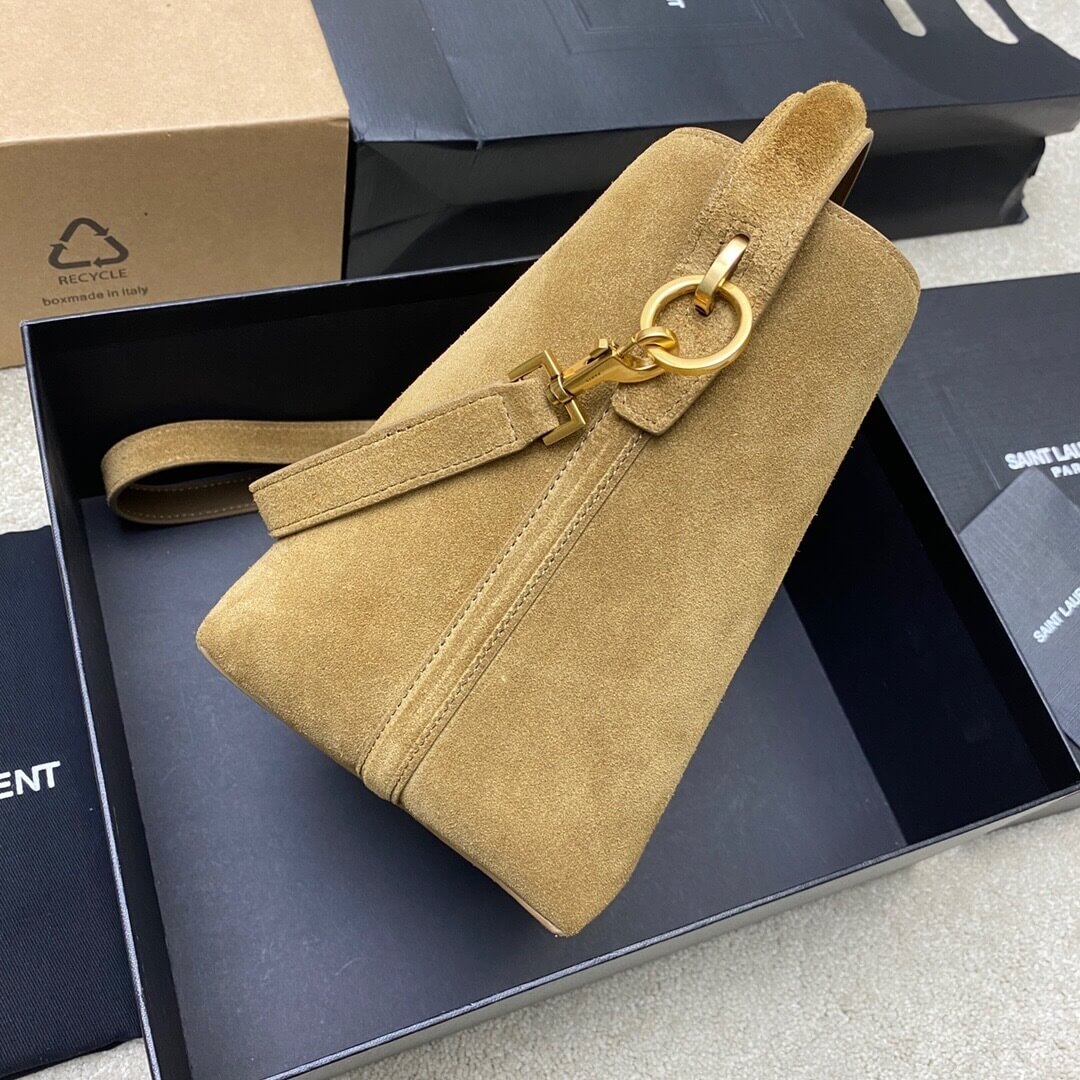 Saint Laurent LE 5 À 7 Bea Small Supple Hobo Bag in Cinnamon Suede & Leather - Image 8