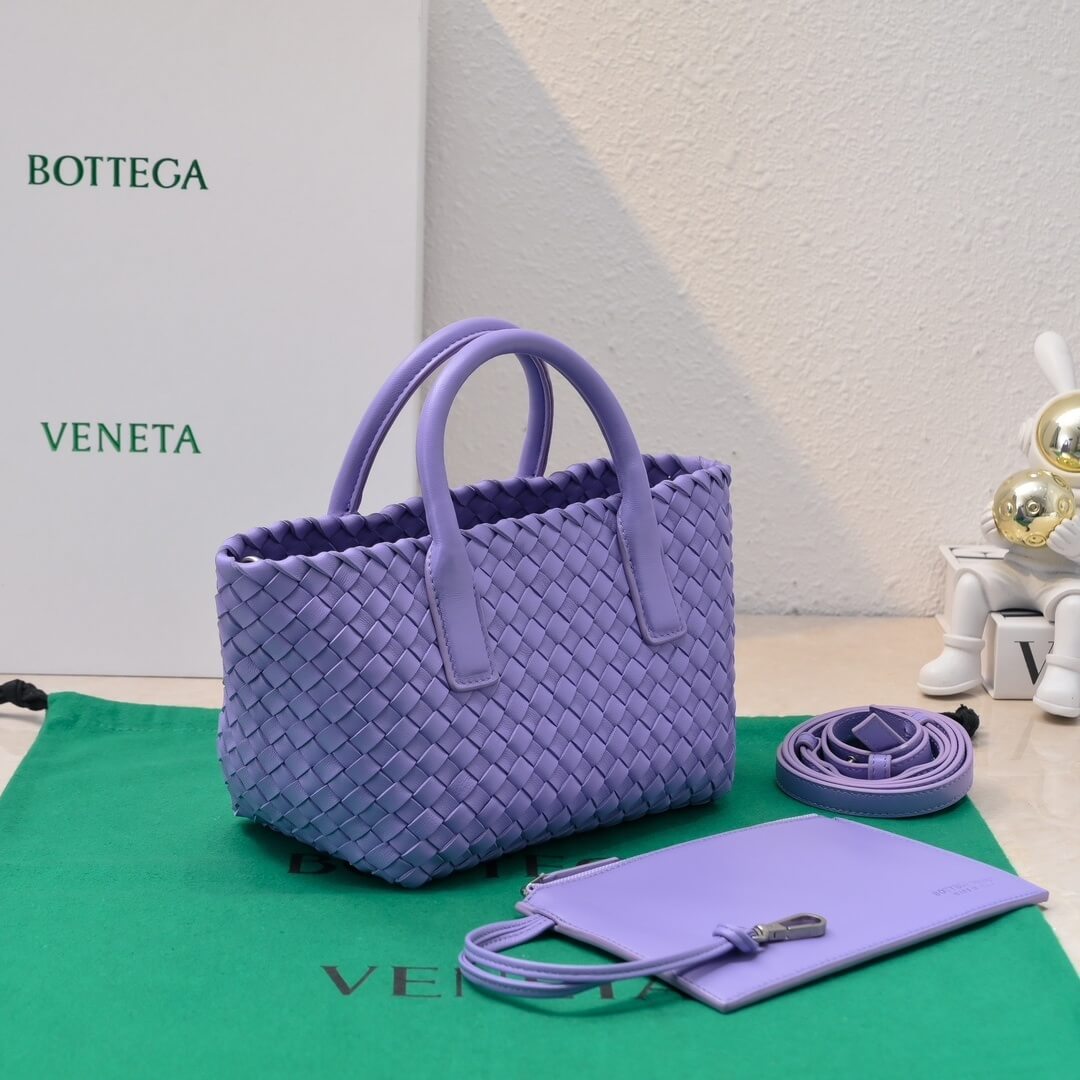 Bottega Veneta Mini Cabat Intrecciato Leather Tote Bag in Lavender - Image 7