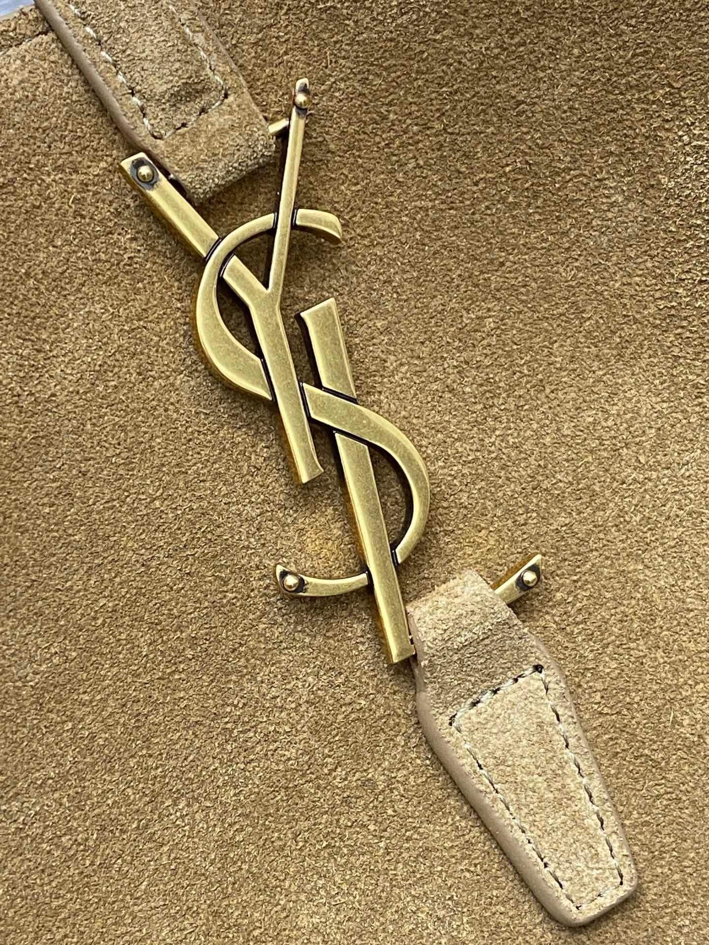 Saint Laurent LE 5 À 7 Small Supple Hobo Bag in Cinnamon Suede & Leather - Image 6