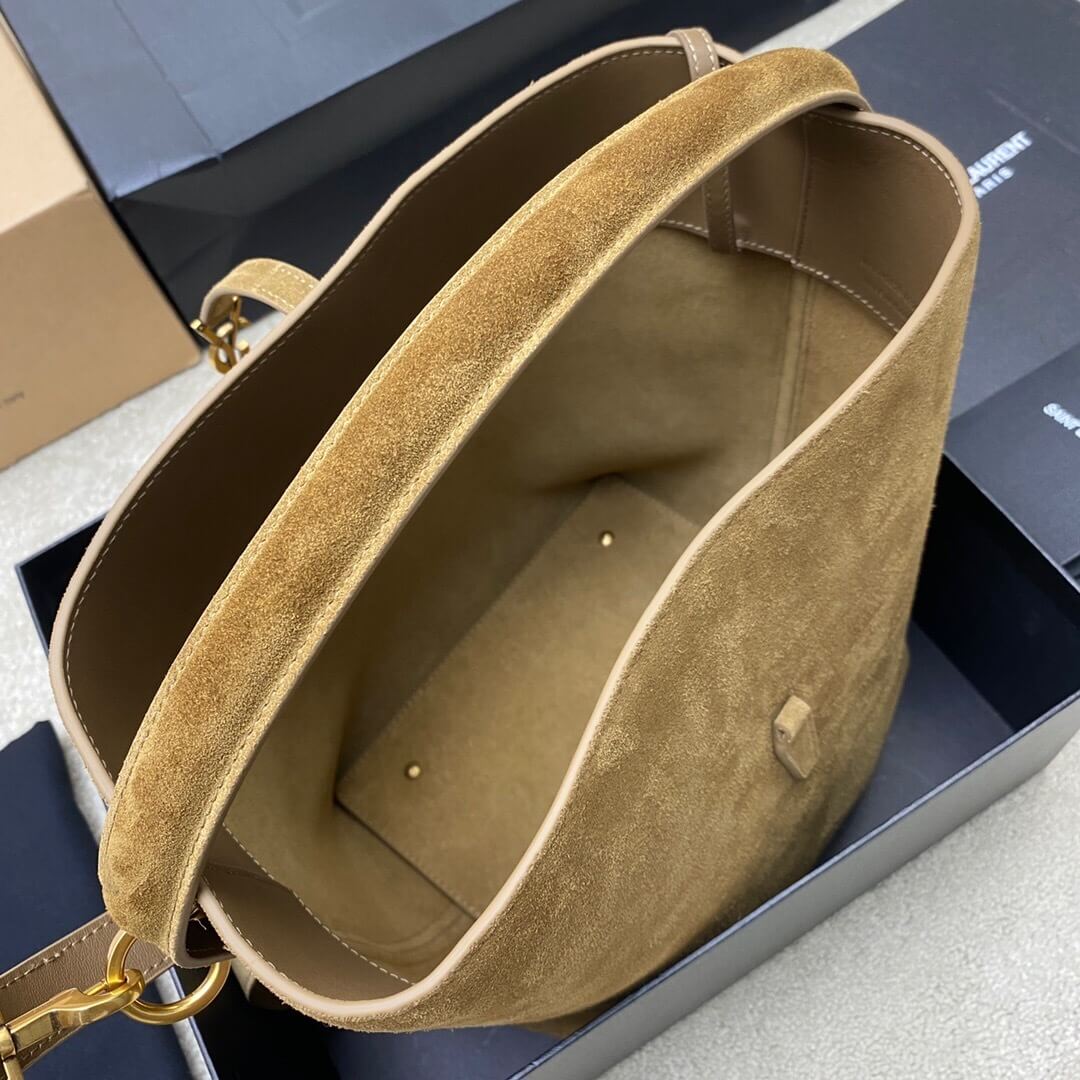 Saint Laurent LE 5 À 7 Small Supple Hobo Bag in Cinnamon Suede & Leather - Image 2