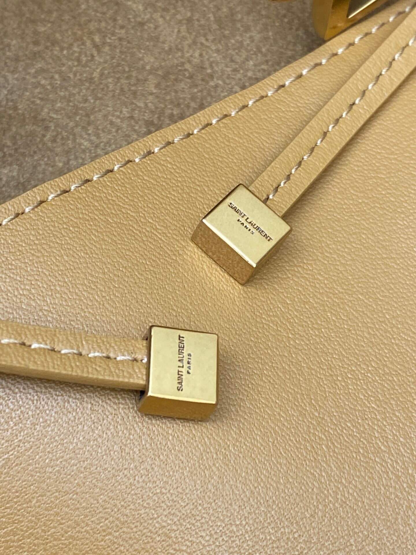 Saint Laurent Bea Tote in Tan Suede with Gold-Tone YSL Hardware in Tan - Image 2