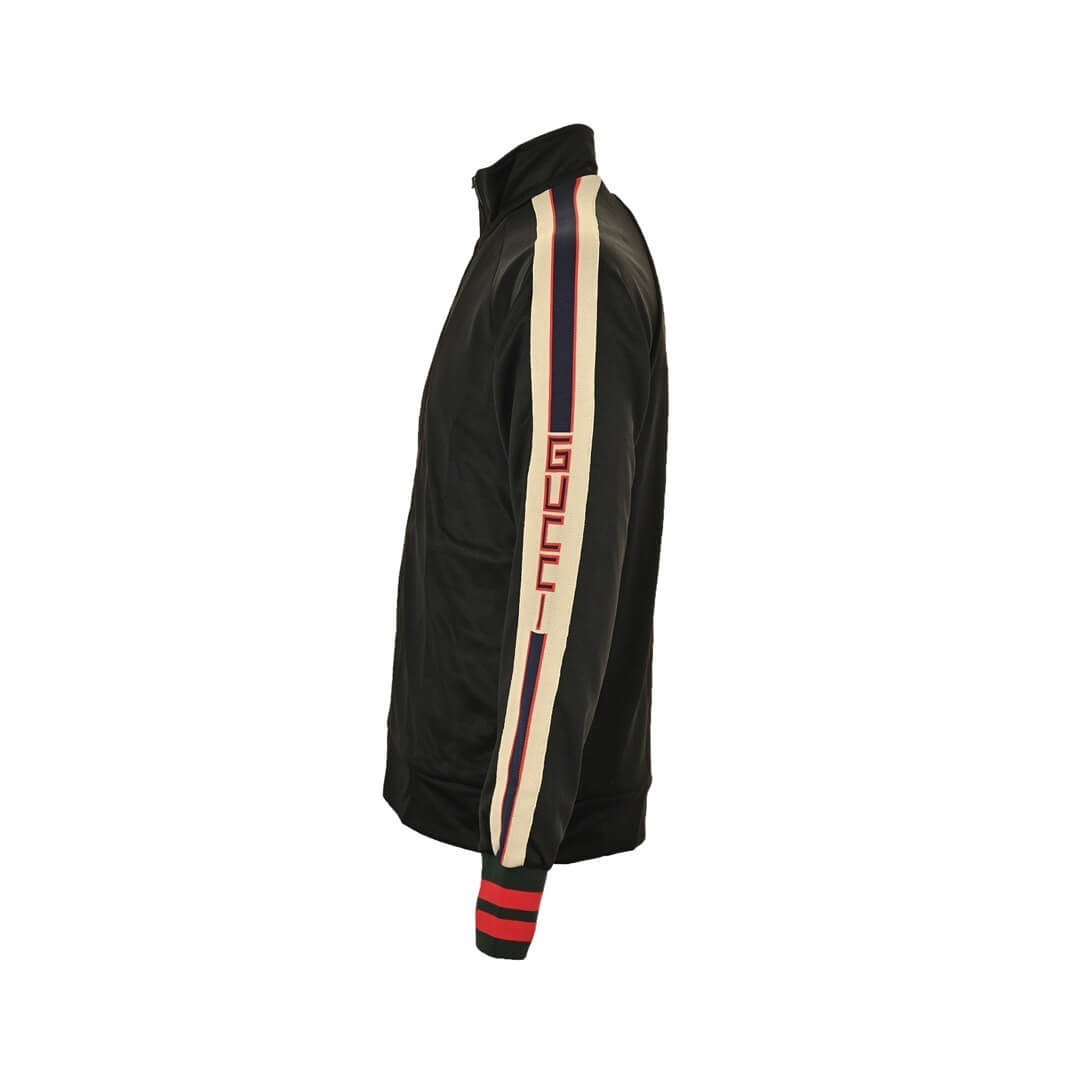 Gucci Technical Jersey Zip-Up Track Jacket with Web Stripe – Black/Red/Green - Image 5