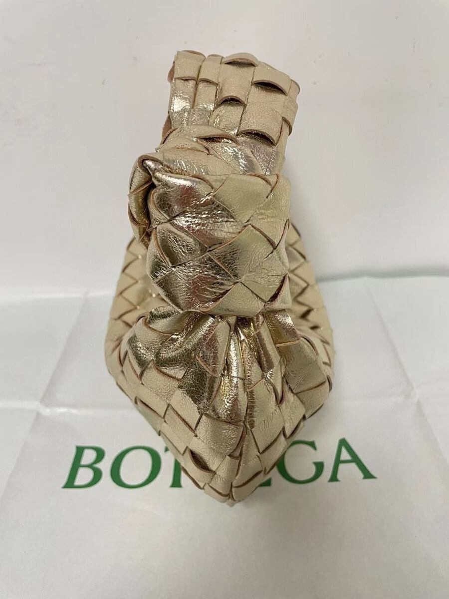 Bottega Veneta Metallic Gold Mini Jodie Intrecciato Leather Hobo Bag - Image 5