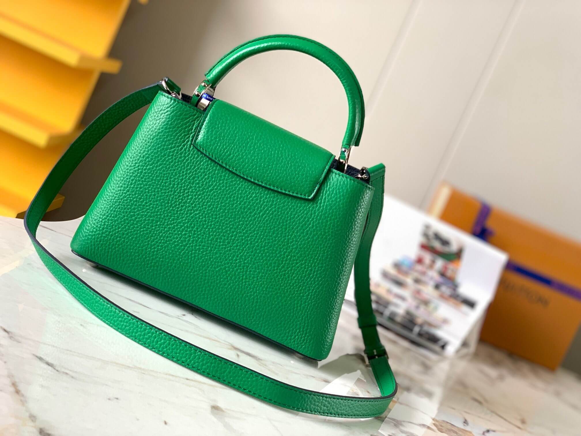 Louis Vuitton Capucines BB Taurillon Leather Handbag in Emerald Green - Image 5