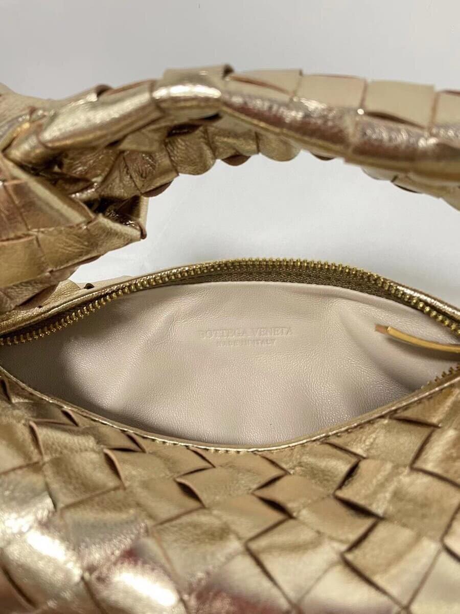 Bottega Veneta Metallic Gold Mini Jodie Intrecciato Leather Hobo Bag - Image 2