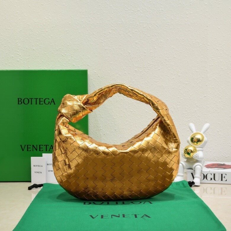Bottega Veneta Jodie Metallic Gold Intrecciato Leather Mini Hobo Bag – Gold - Image 8