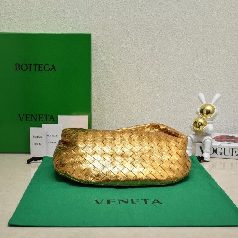 Bottega Veneta Jodie Metallic Gold Intrecciato Leather Mini Hobo Bag – Gold - Image 6