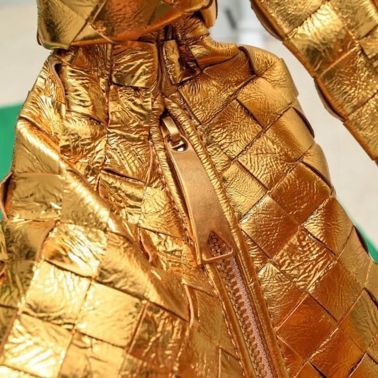 Bottega Veneta Jodie Metallic Gold Intrecciato Leather Mini Hobo Bag – Gold - Image 3