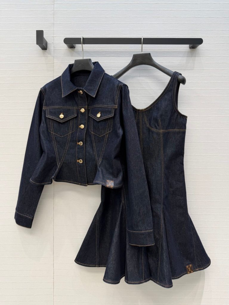 Louis Vuitton Monogram Bleached Acid Wash Denim Two-Piece Set – Dark Indigo