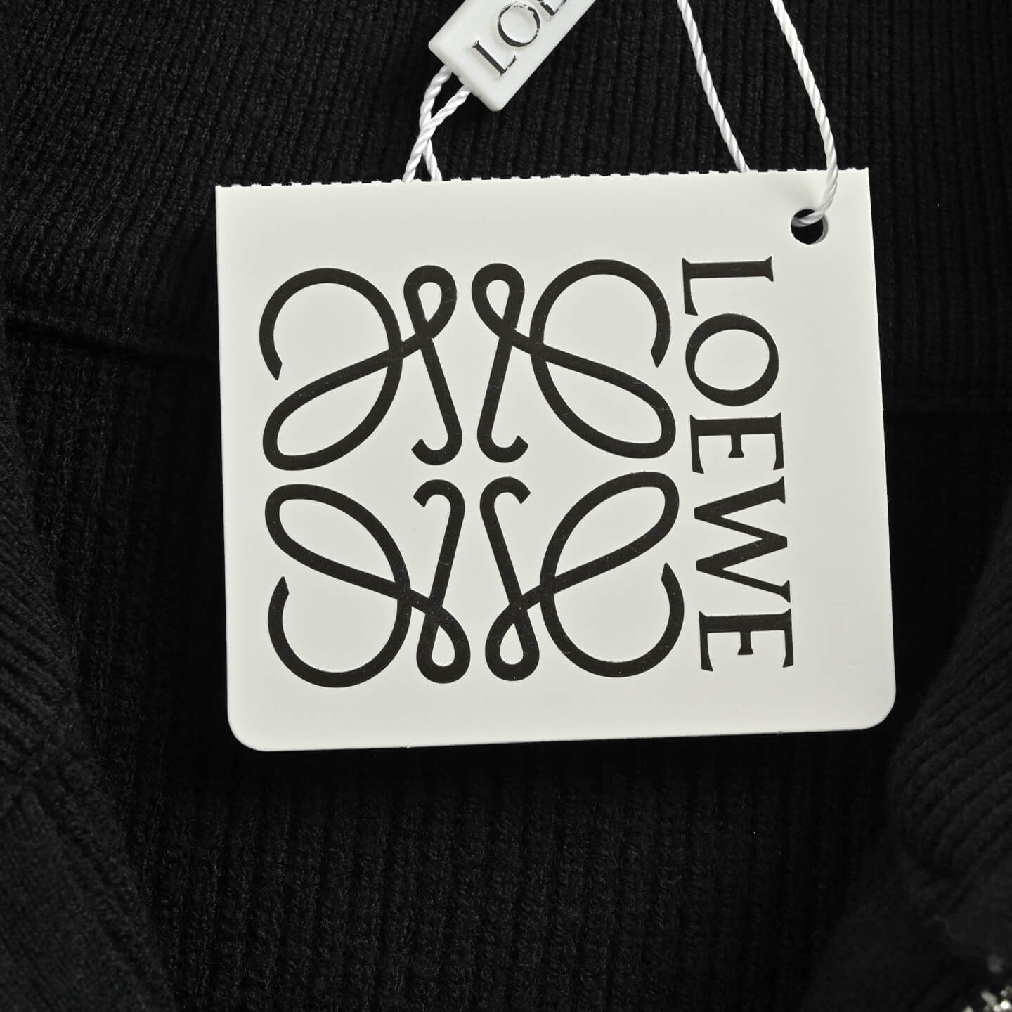 Loewe Men’s Ribbed Wool Anagram Patch Half-Zip Sweater – Black - Image 3