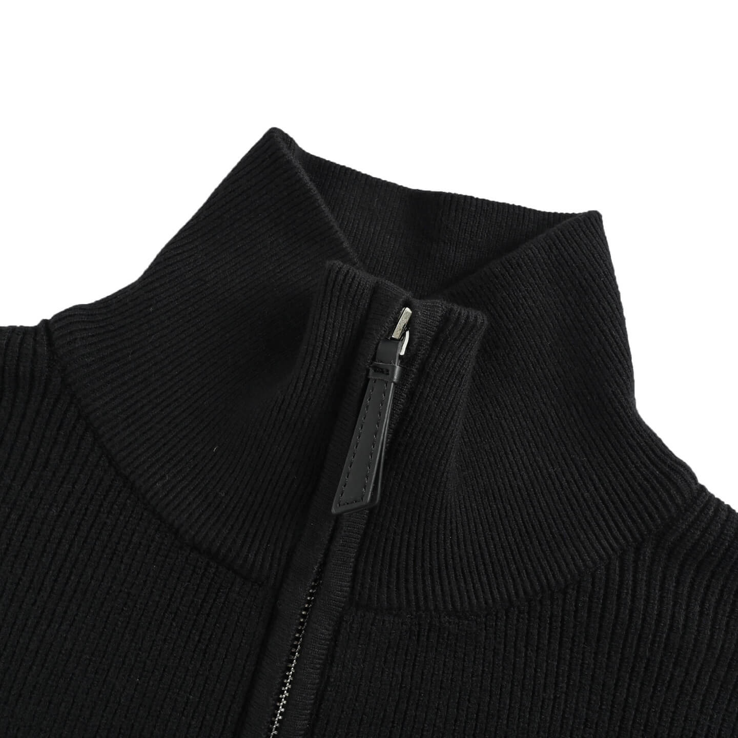Loewe Men’s Ribbed Wool Anagram Patch Half-Zip Sweater – Black - Image 2