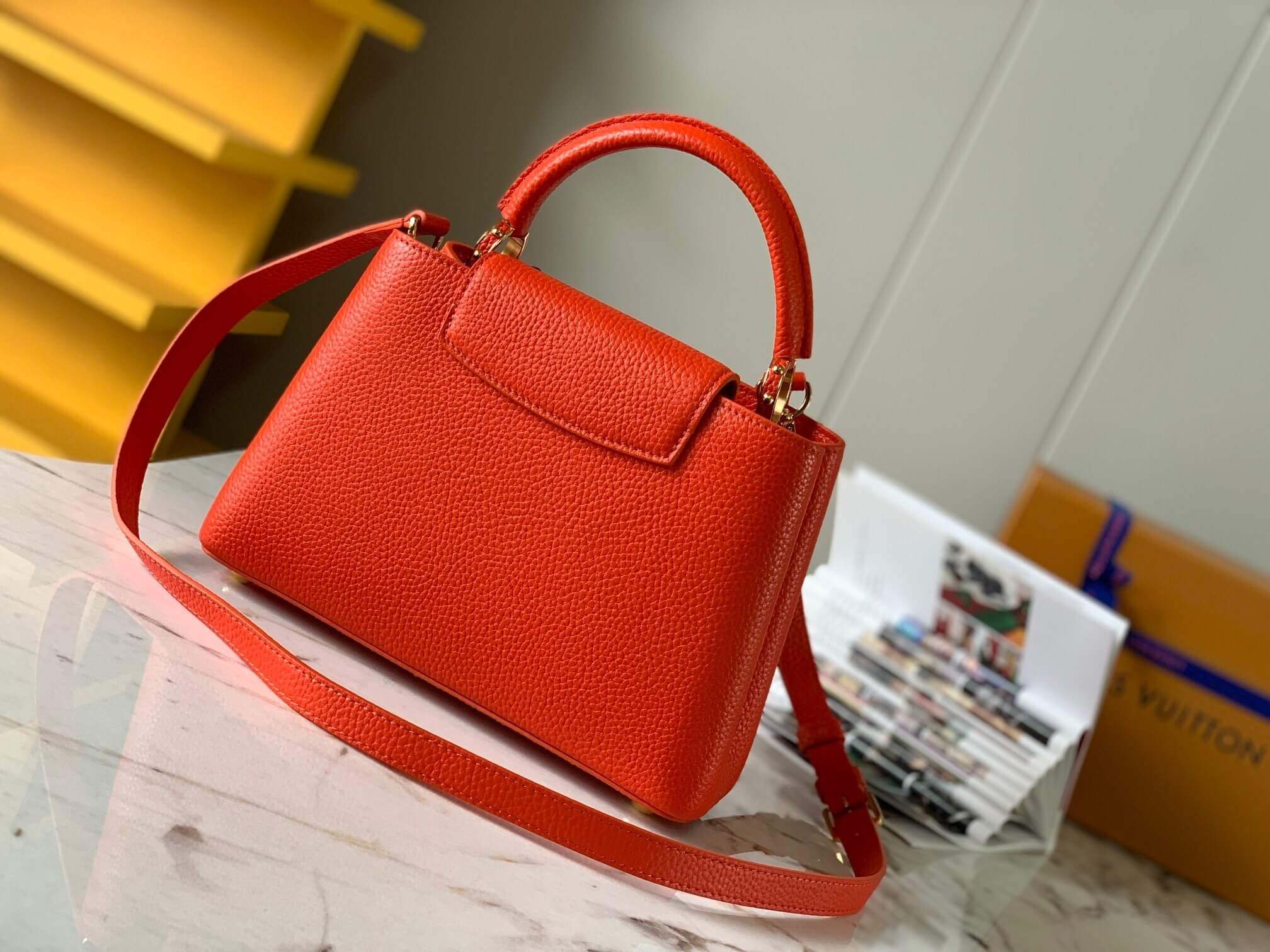 Louis Vuitton Capucines BB Taurillon Leather Handbag in Orange - Image 4
