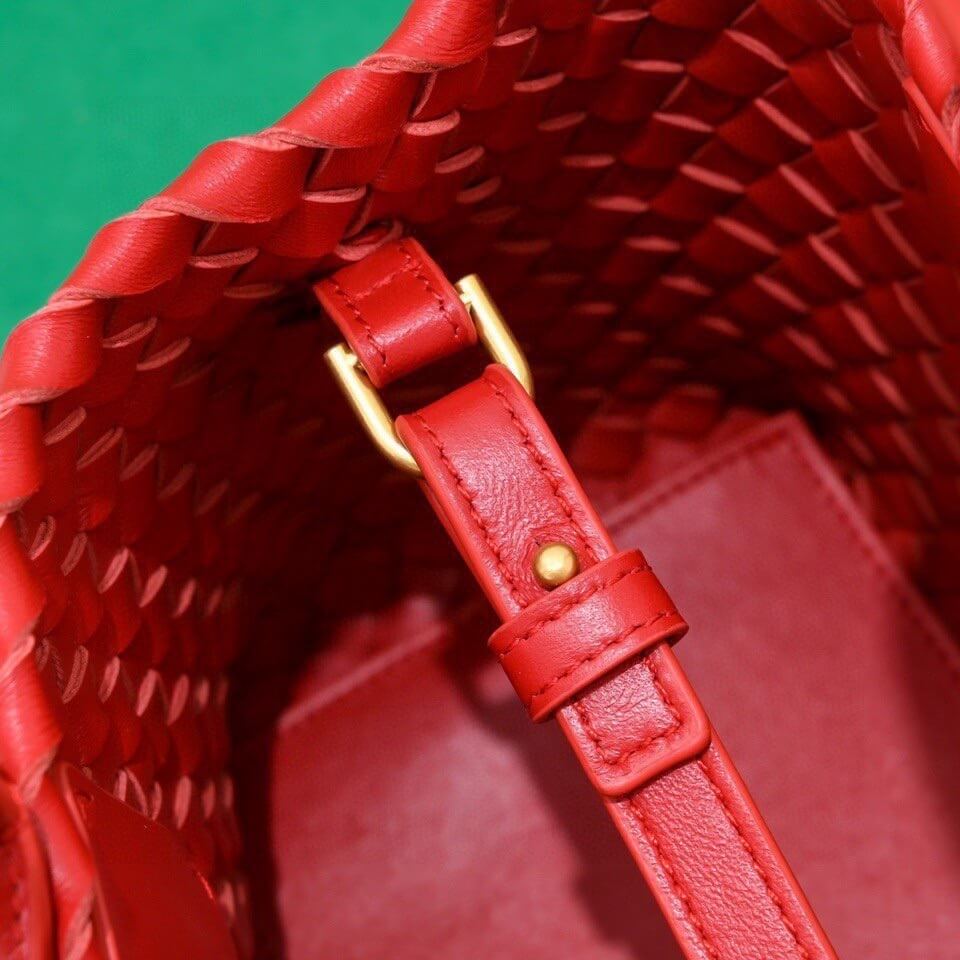 Bottega Veneta Mini Cabat Intrecciato Leather Tote Bag in Fiery Red - Image 6