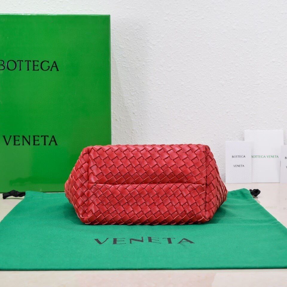 Bottega Veneta Mini Cabat Intrecciato Leather Tote Bag in Fiery Red - Image 2
