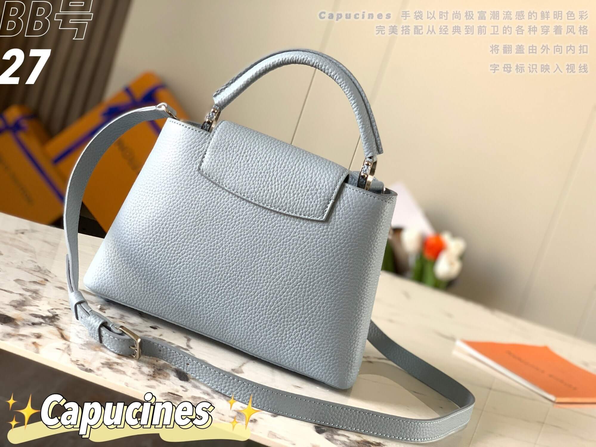 Louis Vuitton Capucines BB Taurillon Leather Handbag in Celeste Light Blue - Image 5
