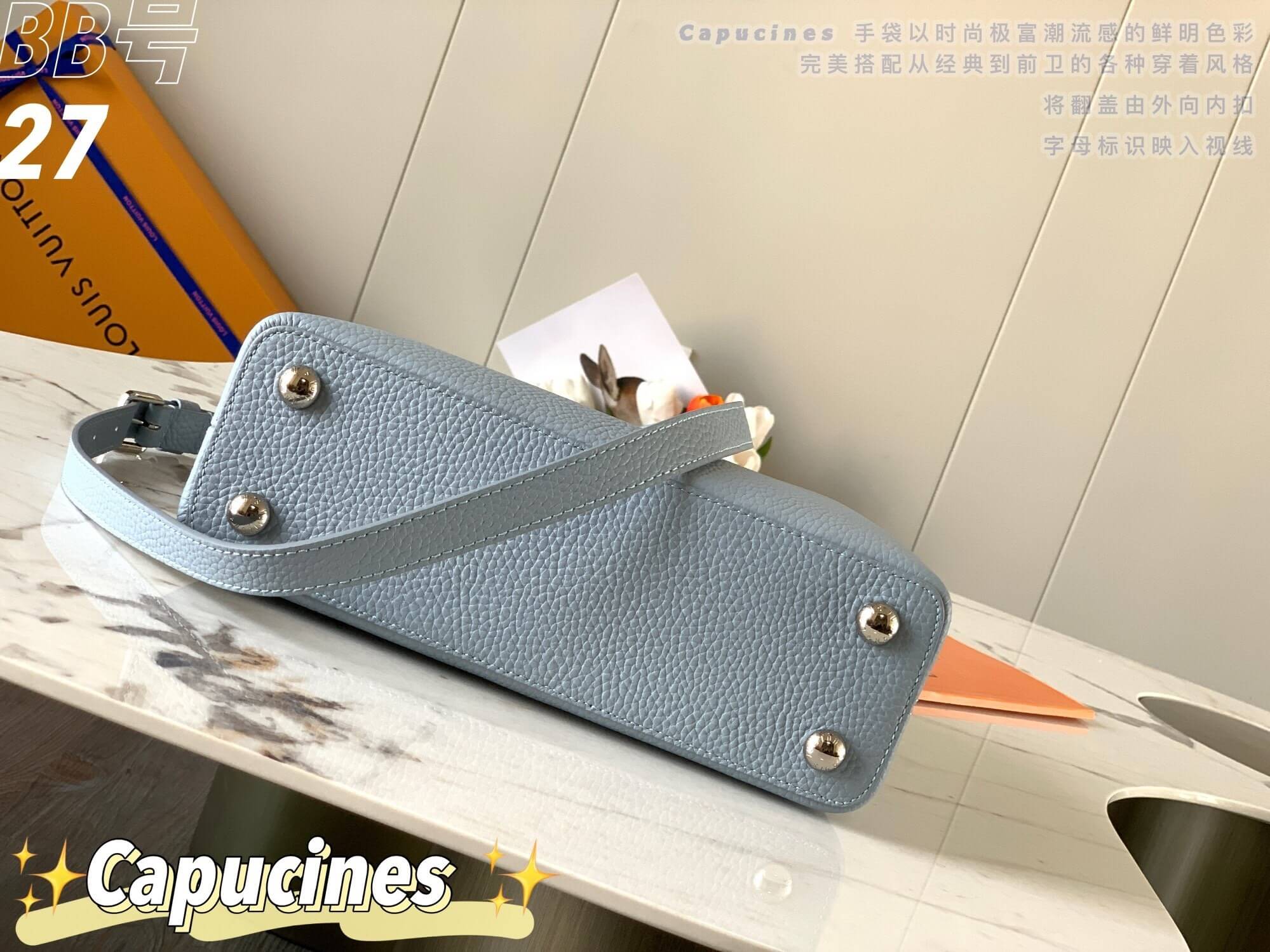 Louis Vuitton Capucines BB Taurillon Leather Handbag in Celeste Light Blue - Image 2