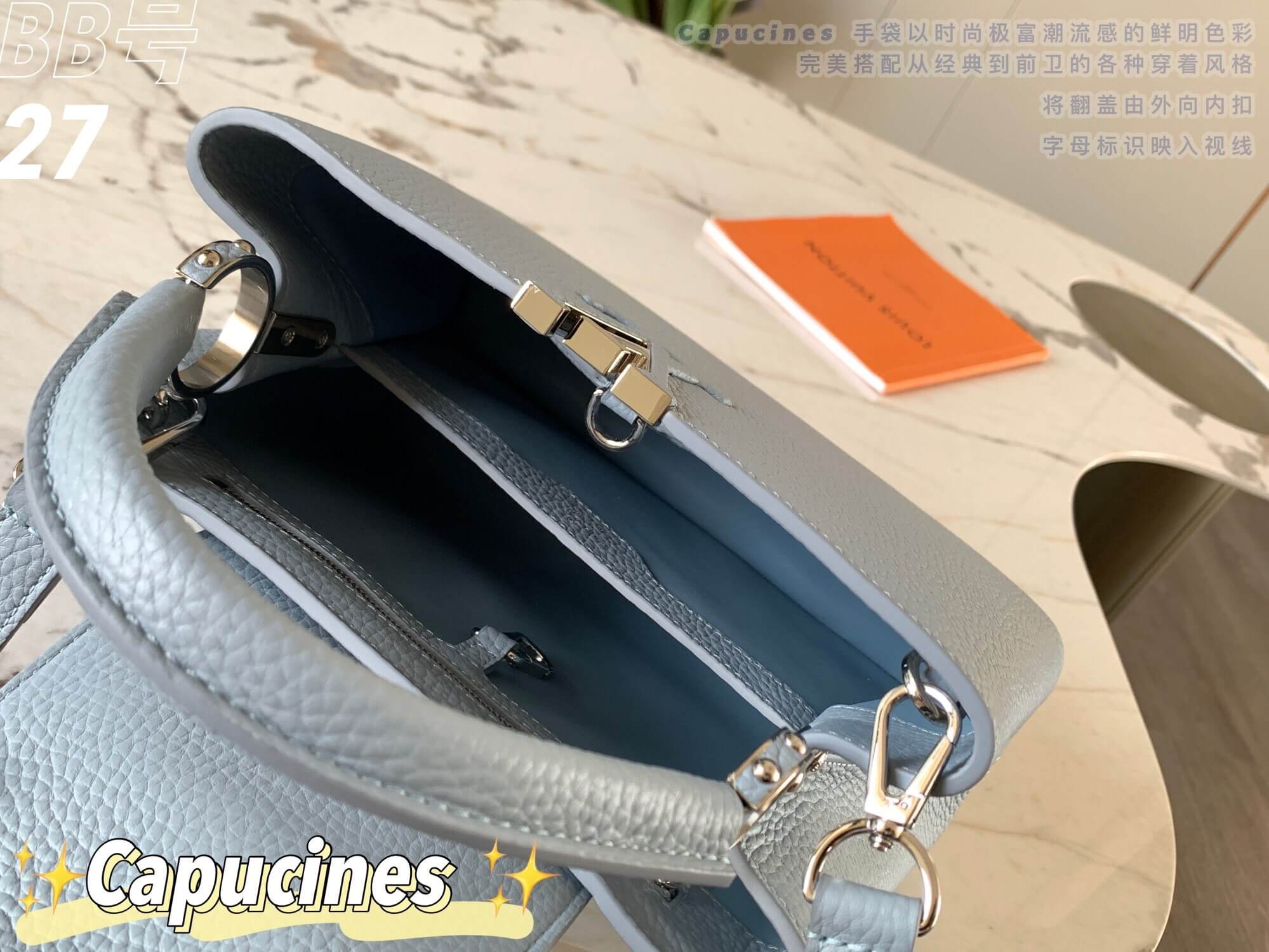 Louis Vuitton Capucines BB Taurillon Leather Handbag in Celeste Light Blue - Image 3