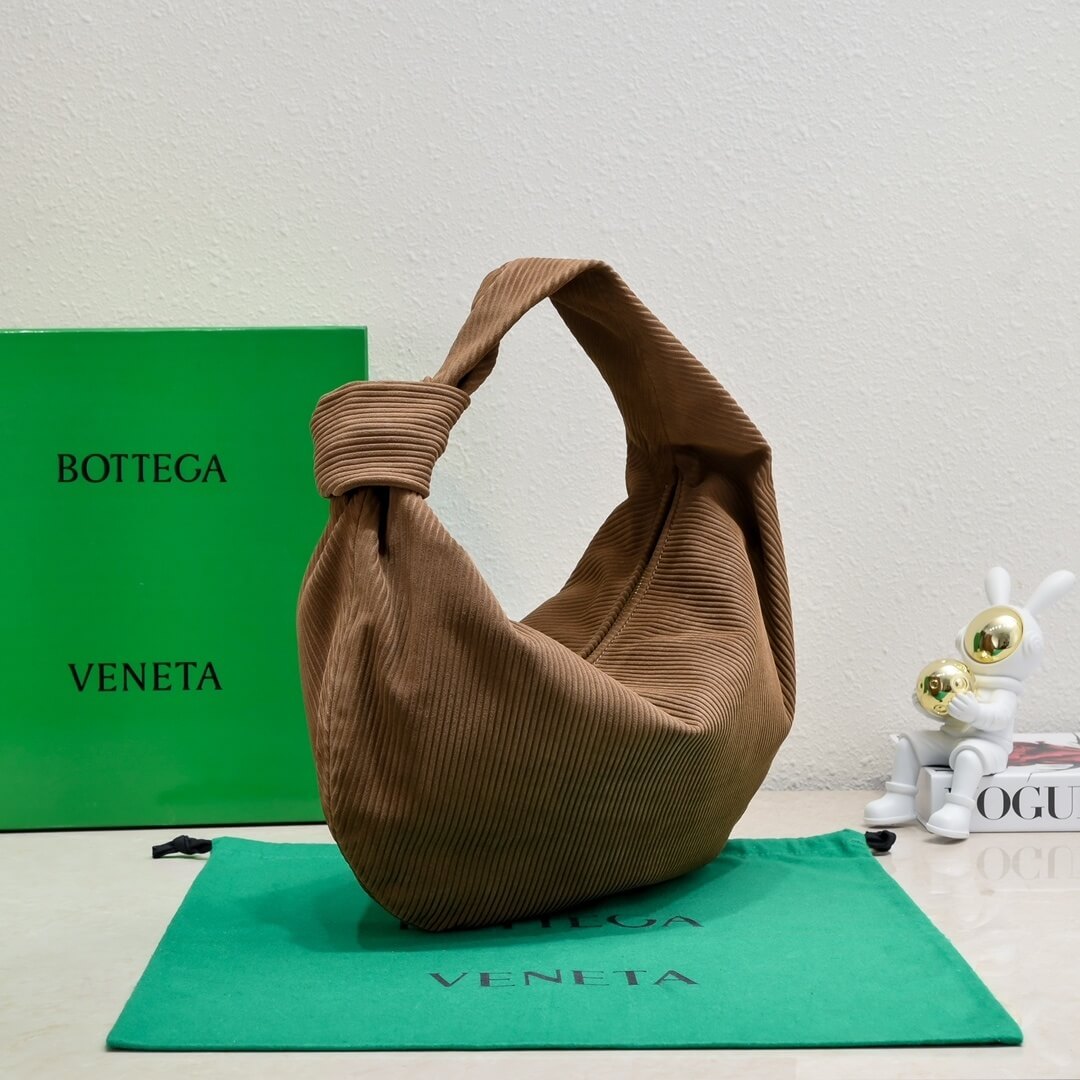 Bottega Veneta Small Jodie Bag in Brown Suede Corduroy with Knotted Handle - Image 9