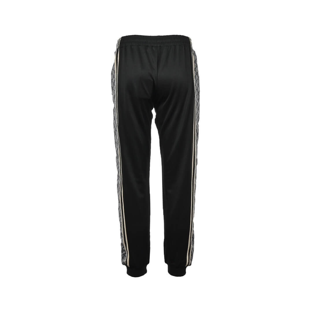 Gucci Logo Sideline Jersey Track Pants – Black with Grey Monogram Panels - Image 4