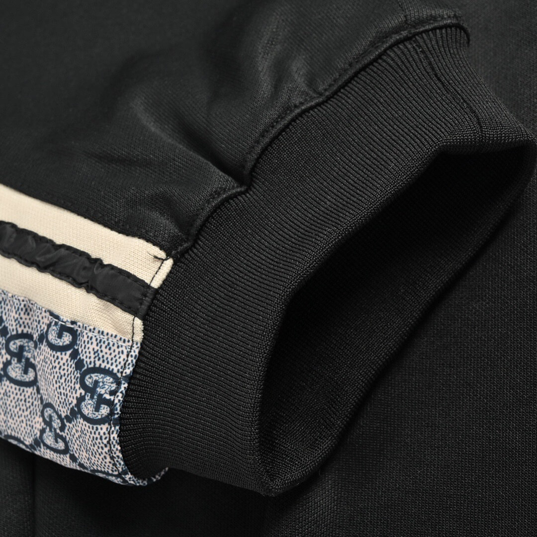 Gucci Logo Sideline Jersey Track Pants – Black with Grey Monogram Panels - Image 7