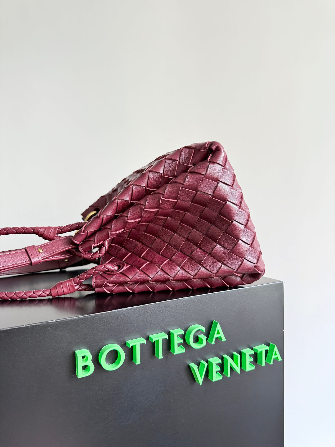 Bottega Veneta Intrecciato Leather Small Andiamo Shoulder Bag in Burgundy - Image 6