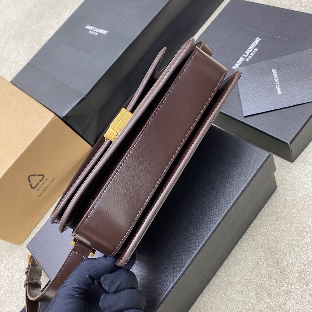 Saint Laurent Solferino Medium Satchel in Dark Brown Box Saint Laurent Leather - Image 9