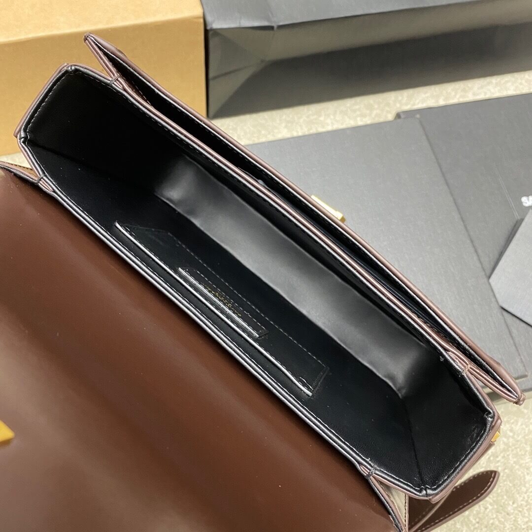 Saint Laurent Solferino Medium Satchel in Dark Brown Box Saint Laurent Leather - Image 2