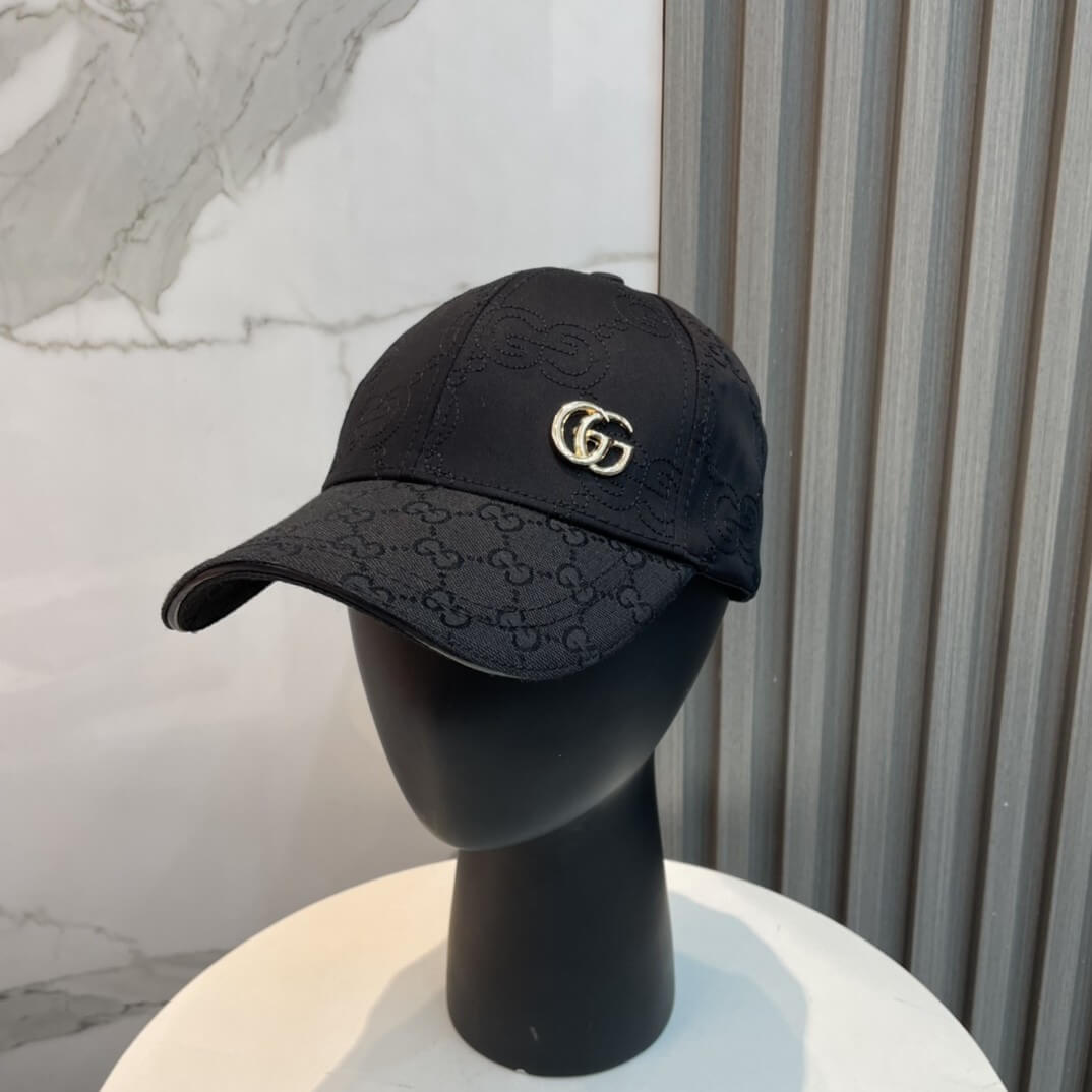 Gucci GG Logo Monogram Canvas Baseball Cap – Black