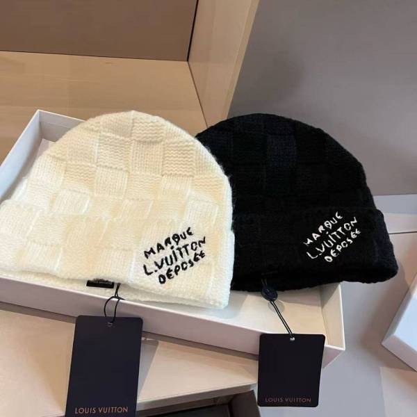 Louis Vuitton Damier Knit Beanie with Marque L. Vuitton Déposée Embroidery