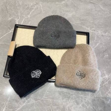 Louis Vuitton Branded Knitted Beanies – Available in Charcoal, Black, and Beige