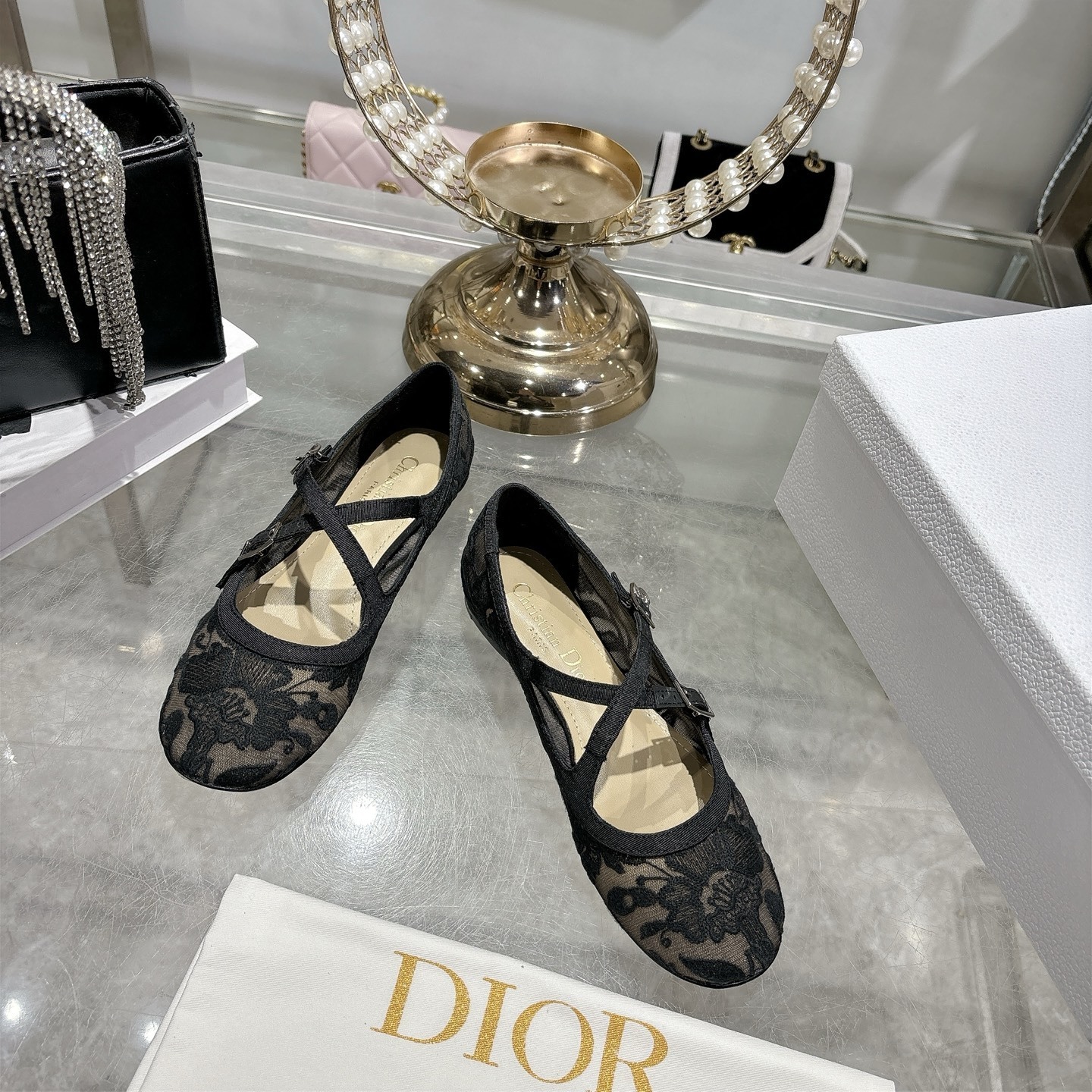 Christian Dior Black Lace Ballet Flats - Image 3