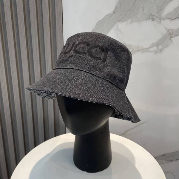 Gucci Lasered Denim Bucket Hat – Black & Grey