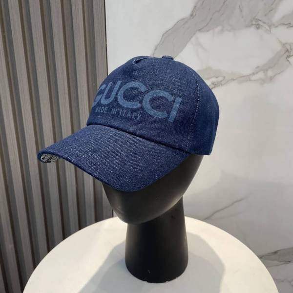 Gucci Lasered Logo Denim Baseball Hat – Blue