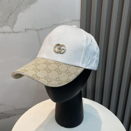 Gucci GG Monogram Canvas Baseball Cap – White, Beige & Gold