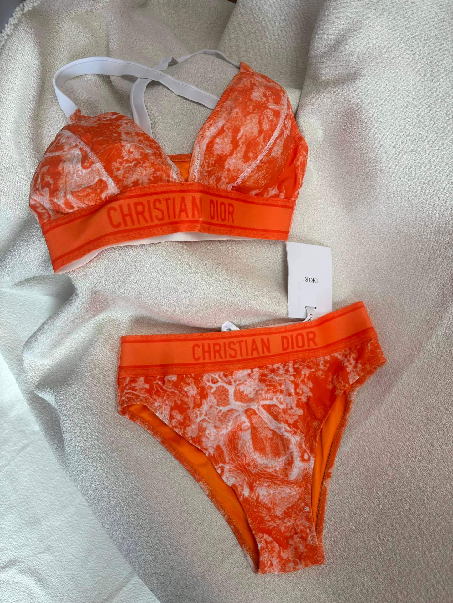 Christian Dior Toile de Jouy Sauvage Bikini Set with Logo Band Triangle Top and High-Waist Bottoms – Blue - Image 2